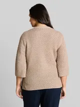 TOM TAILOR Damen Plus Size - Loose Fit Strickpullover mit Lochmuster, grau, Uni – Bild 5