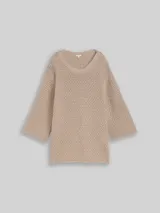 TOM TAILOR Damen Plus Size - Loose Fit Strickpullover mit Lochmuster, grau, Uni – Bild 3