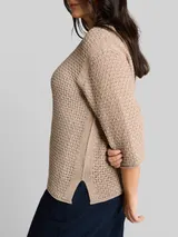 TOM TAILOR Damen Plus Size - Loose Fit Strickpullover mit Lochmuster, grau, Uni – Bild 6