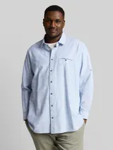 TOM TAILOR Herren Plus Size - Regular Fit Hemd mit Turn-Up-Funktion, blau, Uni – Bild 4