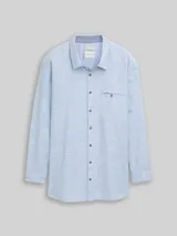 TOM TAILOR Herren Plus Size - Regular Fit Hemd mit Turn-Up-Funktion, blau, Uni – Bild 3