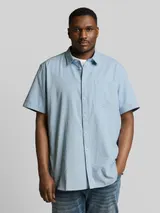 TOM TAILOR Herren Plus Size - Regular Fit Kurzarmhemd aus Baumwolle, blau, Gepunktet – Bild 4