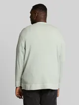 TOM TAILOR Herren Plus Size - Henley Langarmshirt mit Waffelstruktur, grün, Uni – Bild 5