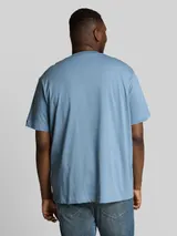 TOM TAILOR Herren Plus Size - T-Shirt aus Baumwolle mit Logo-Badge, blau, Uni – Bild 5