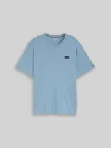 TOM TAILOR Herren Plus Size - T-Shirt aus Baumwolle mit Logo-Badge, blau, Uni – Bild 3