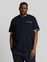 TOM TAILOR Herren Plus Size - Poloshirt mit Brusttasche, blau, Meliert – Bild 4