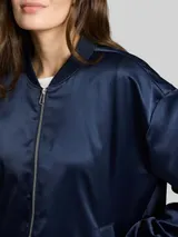 TOM TAILOR Damen Satin Blouson Jacke mit Bomberkragen, blau, Uni – Bild 6