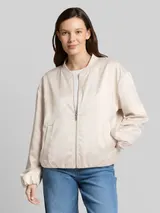 TOM TAILOR Damen Satin Blouson Jacke mit Bomberkragen, braun, Uni – Bild 4