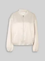 TOM TAILOR Damen Satin Blouson Jacke mit Bomberkragen, braun, Uni – Bild 3