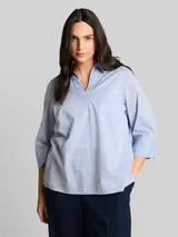 TOM TAILOR Damen Plus Size - Loose Fit Bluse mit Stickerei, blau, Gepunktet – Bild 4
