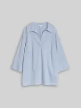TOM TAILOR Damen Plus Size - Loose Fit Bluse mit Stickerei, blau, Gepunktet – Bild 3