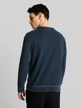TOM TAILOR Herren Langarmshirt mit Waffelstruktur, blau, Uni – Bild 5