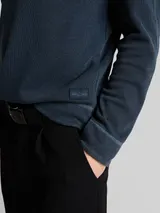 TOM TAILOR Herren Langarmshirt mit Waffelstruktur, blau, Uni – Bild 6