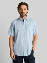 TOM TAILOR Herren Regular Fit Kurzarmhemd aus Baumwolle, blau, Gepunktet – Bild 4