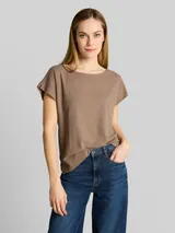 TOM TAILOR Damen Loose Fit T-Shirt, braun, Uni – Bild 4