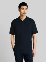 TOM TAILOR Herren Strickpullover mit Polokragen, blau, Uni – Bild 4