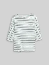 TOM TAILOR Damen Plus Size - Langarmshirt mit Streifenmuster, grün, Gestreift – Bild 3