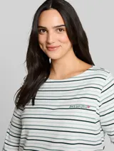 TOM TAILOR Damen Plus Size - Langarmshirt mit Streifenmuster, grün, Gestreift – Bild 6