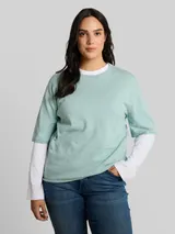 TOM TAILOR Damen Plus Size - Loose Fit Strickpullover mit Kaschmir-Anteil, grün, Meliert – Bild 4