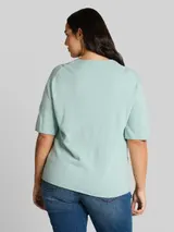 TOM TAILOR Damen Plus Size - Loose Fit Strickpullover mit Kaschmir-Anteil, grün, Meliert – Bild 5