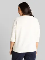 TOM TAILOR Damen Plus Size - Langarmshirt mit Streifenmuster, weiß, Gestreift – Bild 5