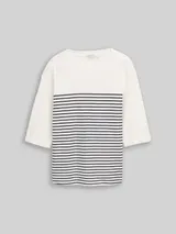 TOM TAILOR Damen Plus Size - Langarmshirt mit Streifenmuster, weiß, Gestreift – Bild 3