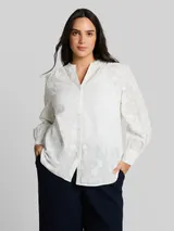 TOM TAILOR Damen Plus Size - Loose Fit Bluse mit Stickerei, weiß, Uni – Bild 4