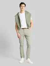 TOM TAILOR DENIM Herren TTSLIM Chino Hose mit Gürtel, grau, Uni – Bild 4
