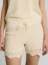 TOM TAILOR DENIM Damen Strickshorts mit Lochmuster, weiß, Uni – Bild 6