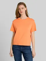TOM TAILOR DENIM Damen Boxy Fit T-Shirt mit Stickerei, orange, Uni – Bild 4
