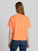TOM TAILOR DENIM Damen Boxy Fit T-Shirt mit Stickerei, orange, Uni – Bild 5