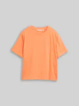 TOM TAILOR DENIM Damen Boxy Fit T-Shirt mit Stickerei, orange, Uni – Bild 3