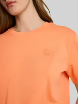 TOM TAILOR DENIM Damen Boxy Fit T-Shirt mit Stickerei, orange, Uni – Bild 6