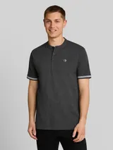 TOM TAILOR DENIM Herren Piqué Poloshirt mit Stehkragen, schwarz, Uni – Bild 4