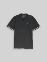 TOM TAILOR DENIM Herren Piqué Poloshirt mit Stehkragen, schwarz, Uni – Bild 3