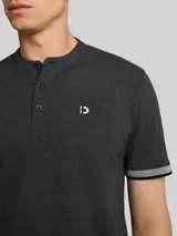TOM TAILOR DENIM Herren Piqué Poloshirt mit Stehkragen, schwarz, Uni – Bild 6