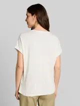 TOM TAILOR Damen Loose Fit T-Shirt im Material-Mix, weiß, Uni – Bild 5