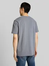 TOM TAILOR Herren Piqué T-Shirt in Melange-Optik, blau, Uni – Bild 5