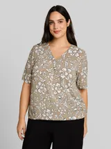 TOM TAILOR Damen Plus Size - Bluse aus Viskose, beige, Geblümt – Bild 4