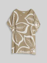TOM TAILOR Damen Plus Size - T-Shirt im Material-Mix, grün, Geblümt – Bild 3