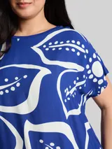 TOM TAILOR Damen Plus Size - T-Shirt im Material-Mix, blau, Geblümt – Bild 6