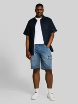 TOM TAILOR Herren Plus Size - Cargo Jeans Shorts, blau, Uni – Bild 4