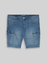 TOM TAILOR Herren Plus Size - Cargo Jeans Shorts, blau, Uni – Bild 3