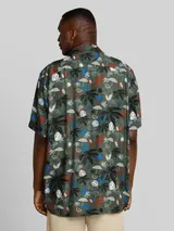 TOM TAILOR Herren Plus Size - Regular Fit Resort Kurzarmhemd aus Viskose, grün, Gemustert – Bild 5