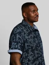 TOM TAILOR Herren Plus Size - Kurzarmhemd mit Muster, blau, Gemustert – Bild 6