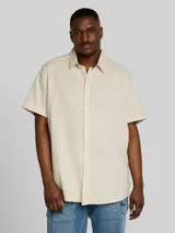 TOM TAILOR Herren Plus Size - Kurzarmhemd aus Baumwolle, braun, Uni – Bild 4
