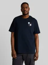 TOM TAILOR Herren Plus Size - T-Shirt mit Print, blau, Uni – Bild 4