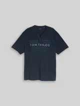 TOM TAILOR Herren Plus Size - Henley T-Shirt im Used-Look, blau, Uni – Bild 3