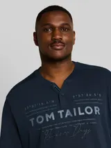 TOM TAILOR Herren Plus Size - Henley T-Shirt im Used-Look, blau, Uni – Bild 6