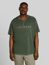TOM TAILOR Herren Plus Size - Henley T-Shirt im Used-Look, grün, Uni – Bild 4